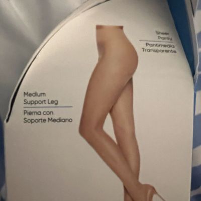 L'eggs Sheer Energy Control Top Sheer Tights Medium Support Off Black Size Q New